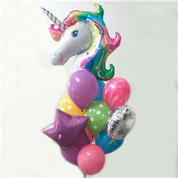 Композиция воздушных шаров с гелием Единорог