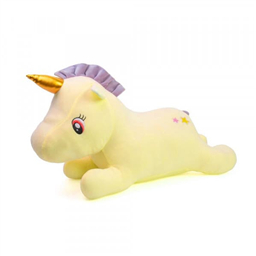 Обаятельный желтый единорог с золотым рогом