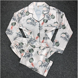 Пижама шелковая с длинным рукавом Кокосы