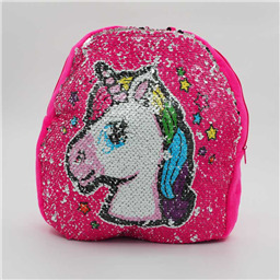 Рюкзак с единорогом перевертыш с пайетками малиновый