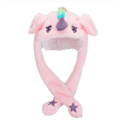 Шапка с двигающимися ушками единорог розовая