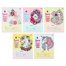 Тетрадь 12 листов в клетку «Прекрасный единорог», обложка мелованный картон, блок офсет, МИКС