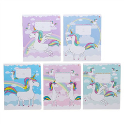 Тетрадь 18 листов в клетку «Модные Единороги», обложка мелованный картон, ВД-лак, МИКС