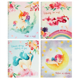 Тетрадь 48 листов в клетку, на гребне «Волшебные Единороги» мелованный картон, ВД-лак, микс